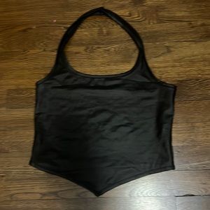 Shein leather halter crop top